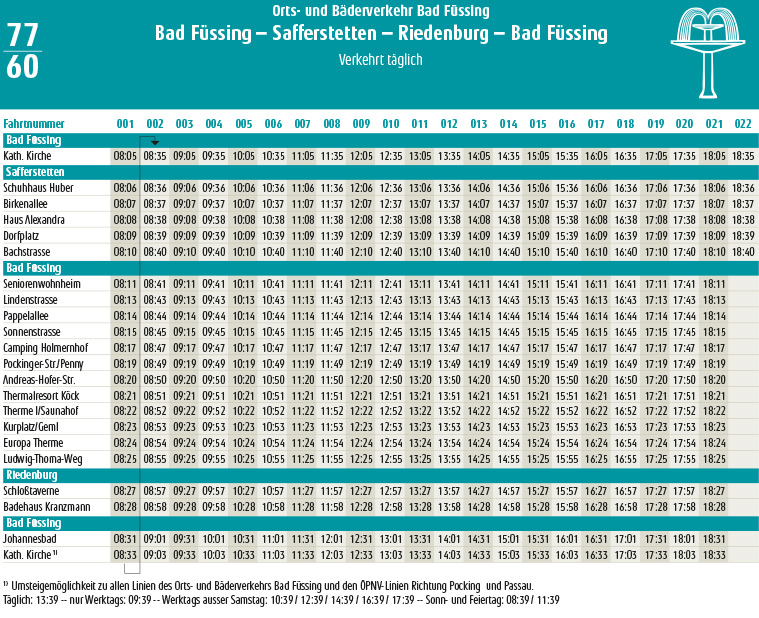 Fahrplan Linie 77 / 60