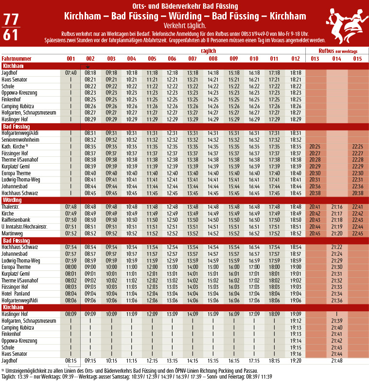 Fahrplan Linie 77 / 61