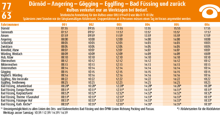 Fahrplan Linie 77 / 63