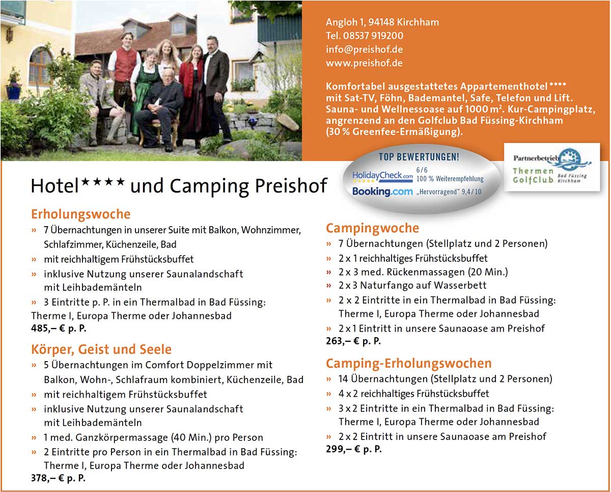 Appartement-Hotel Preishof **** und Campingplatz